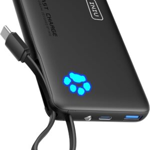 INIU Pawsible P41L-E2 Power Bank mit eingebautem Kabel, schlankeste 45 W, 10.000 mAh